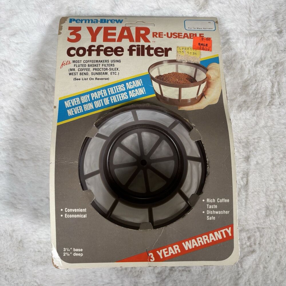 Vintage Perma-Brew 3-Year Re-Useable Coffee Filter 1666 1981 Open Box New